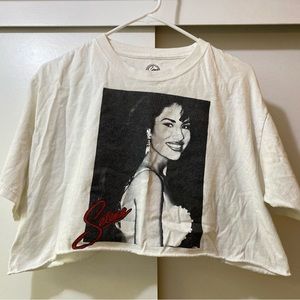 Selena Quintanilla White Crop Top T-Shirt Womens LG 90s Official Merchandise